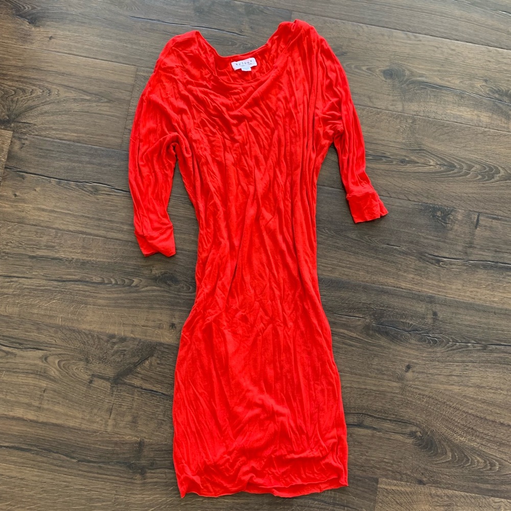 Velvet by Graham and Spencer Red Slub neck dress